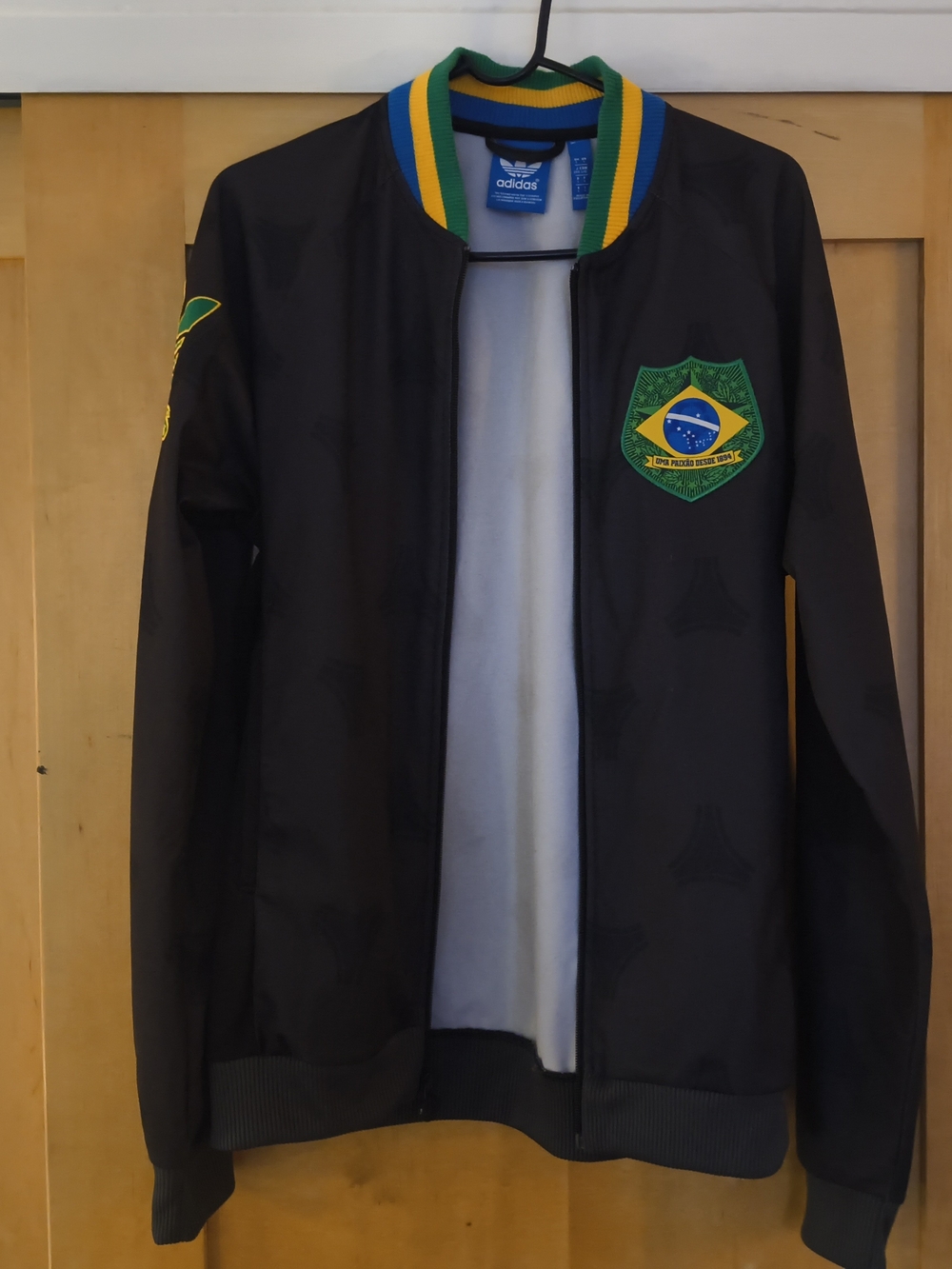 Adidas Brazil Track Jacket Mens Black Retro Full Zip National Team Soccer Size L